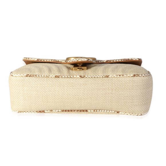 Gucci Matelassé Raffia & Python Trim GG Marmont Small Shoulder Bag - Picture 5 of 8